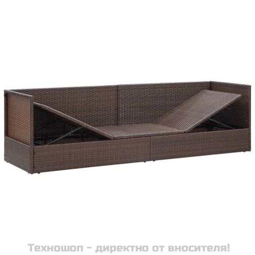 Градинско легло с възглавници, полиратан, кафяво