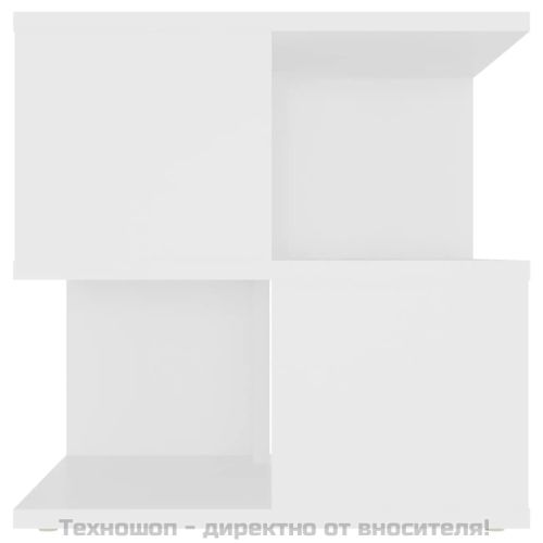 Странична маса, бяла, 40x40x40 см, инженерно дърво