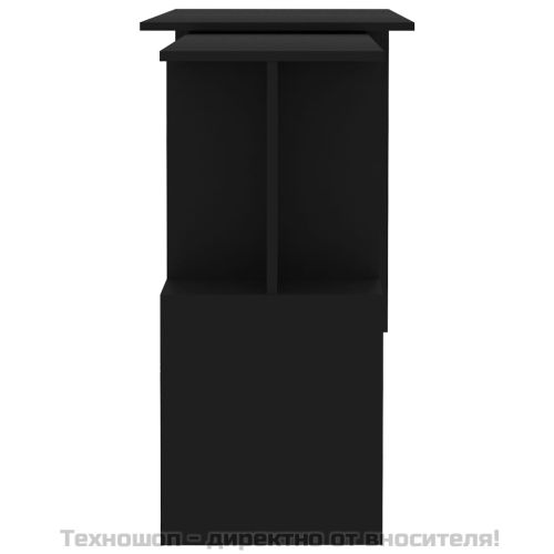 Ъглово бюро, черно, 200x50x76 см, инженерно дърво
