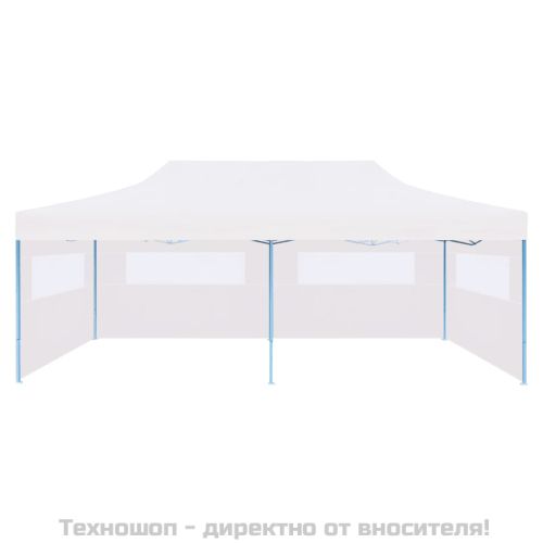 Сгъваема парти шатра със странични стени, 3x6 м, стомана, бяла