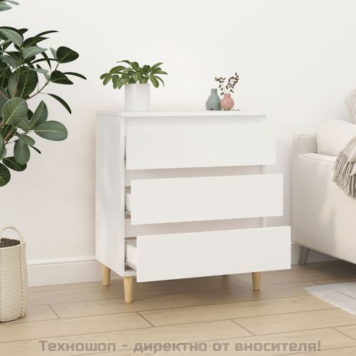 Сайдборд, бял, 60x35x70 см, инженерно дърво