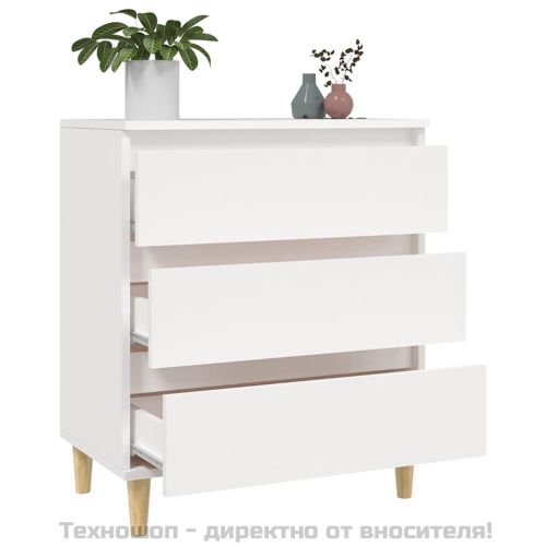 Сайдборд, бял, 60x35x70 см, инженерно дърво
