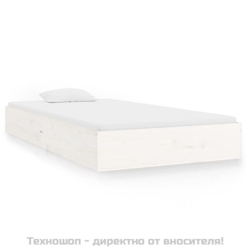 Рамка за легло, бяла, масивно дърво, 90х200 см