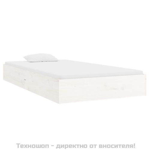 Рамка за легло, бяла, масивно дърво, 90х200 см