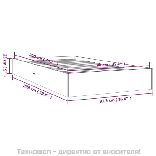 Рамка за легло, бяла, масивно дърво, 90х200 см