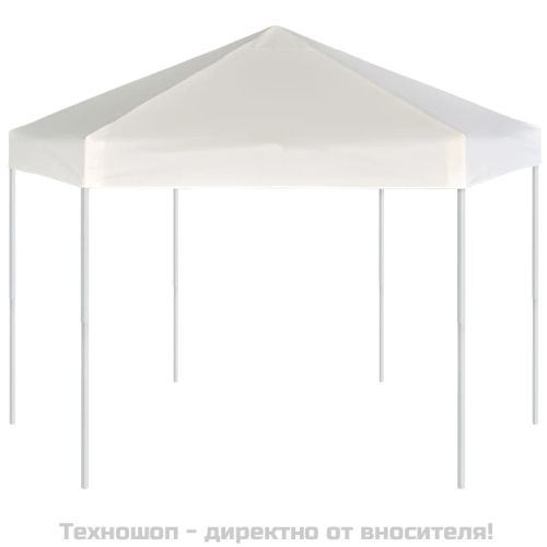 Шестоъгълна pop-up шатра с 6 стени кремавобяла 3,6x3,1 м