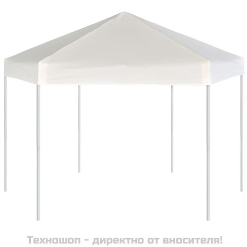 Шестоъгълна pop-up шатра с 6 стени кремавобяла 3,6x3,1 м