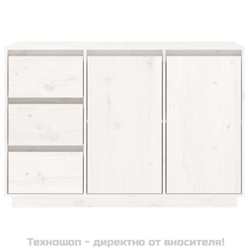 Сайдборд, бял, 111x34x75 см, бор масив