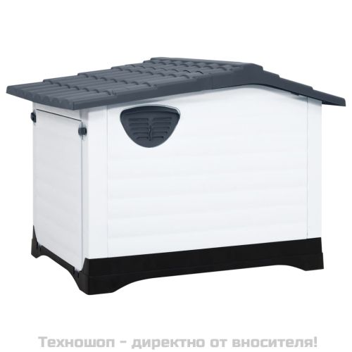 Кучешка къщичка, сива, 90,5x68x66 см, полипропилен