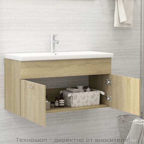 Долен шкаф за мивка, дъб сонома, 90x38,5x46 см, инженерно дърво