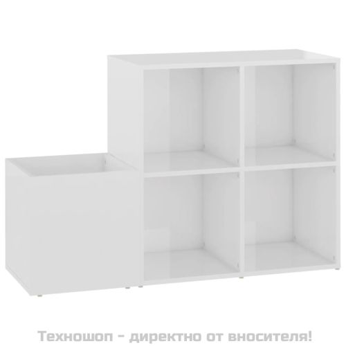 Шкаф за обувки, бял гланц, 105x35,5x70 см, инженерно дърво