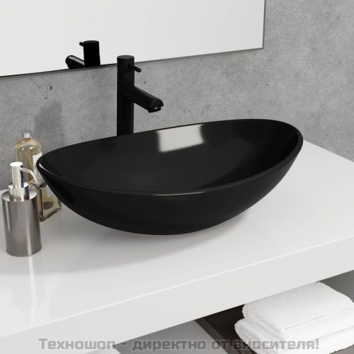 Мивка, закалено стъкло, 54,5x35x15,5 см, черна