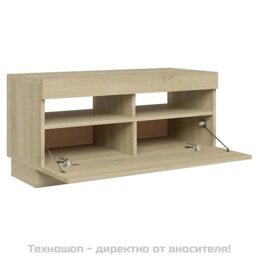 ТВ шкаф с LED осветление, дъб сонома, 80x35x40 см