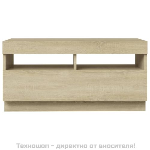 ТВ шкаф с LED осветление, дъб сонома, 80x35x40 см
