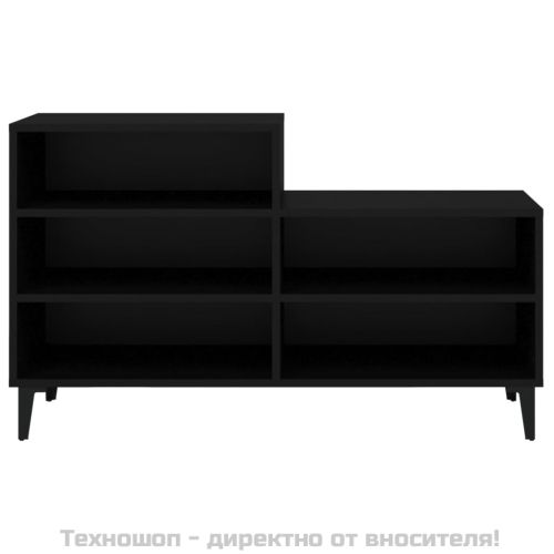 Шкаф за обувки, черен, 102x36x60 см, инженерно дърво