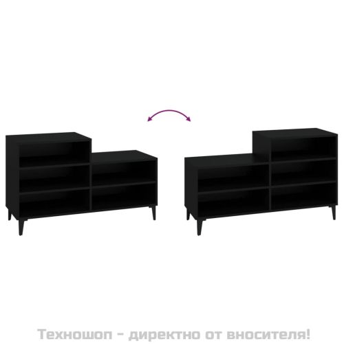 Шкаф за обувки, черен, 102x36x60 см, инженерно дърво