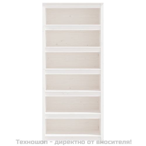 Библиотека, бяла, 80x35x183 см, борово дърво масив