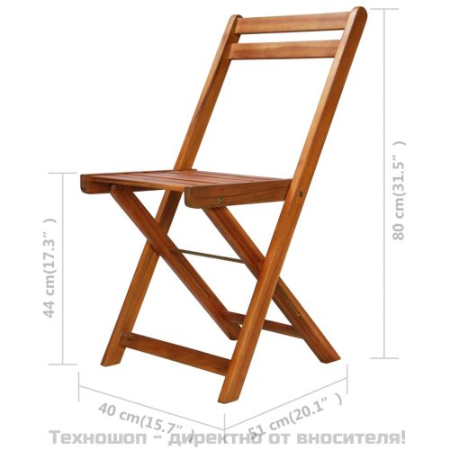 Градински бистро столове, 2 бр, акациево дърво масив