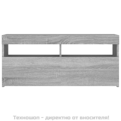 ТВ шкаф с LED осветление, сив сонома, 90x35x40 см