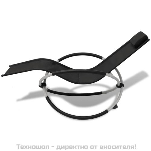 Външен геометричен шезлонг, стомана, черно и сиво