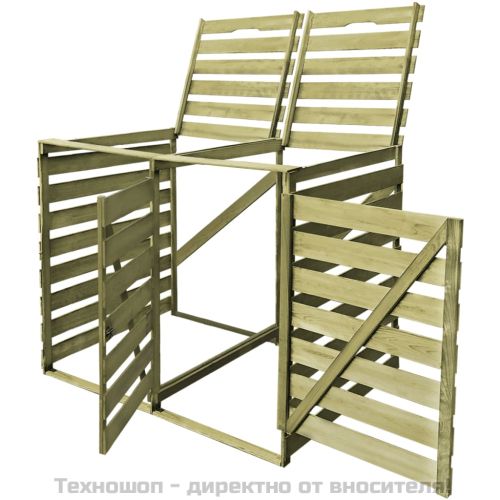 Двоен навес за кофа за смет, 240 л, импрегнирано дърво