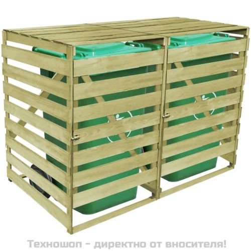 Двоен навес за кофа за смет, 240 л, импрегнирано дърво
