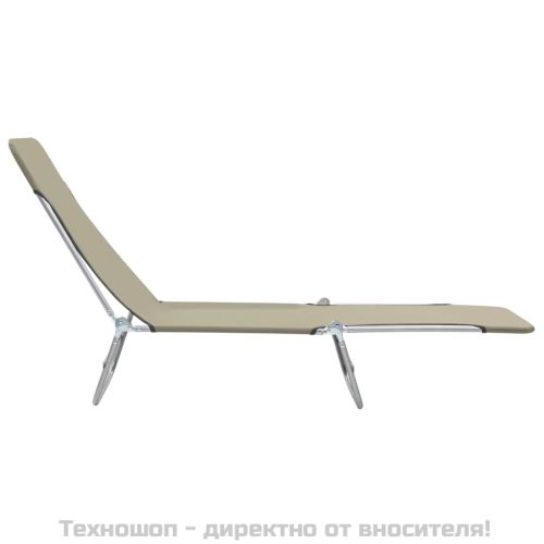 Сгъваеми шезлонги, 2 бр, стомана и текстил, таупе