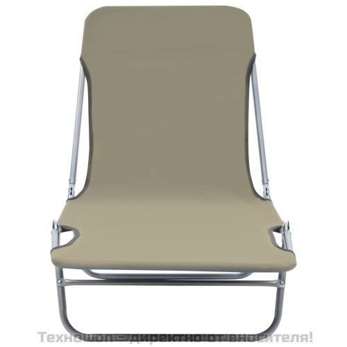 Сгъваеми шезлонги, 2 бр, стомана и текстил, таупе