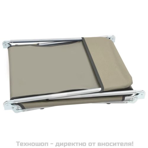 Сгъваеми шезлонги, 2 бр, стомана и текстил, таупе