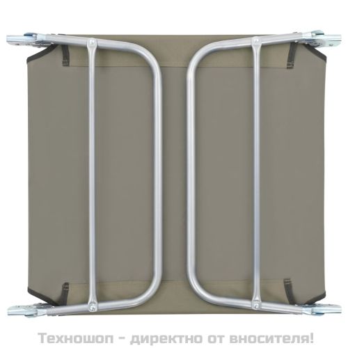 Сгъваеми шезлонги, 2 бр, стомана и текстил, таупе