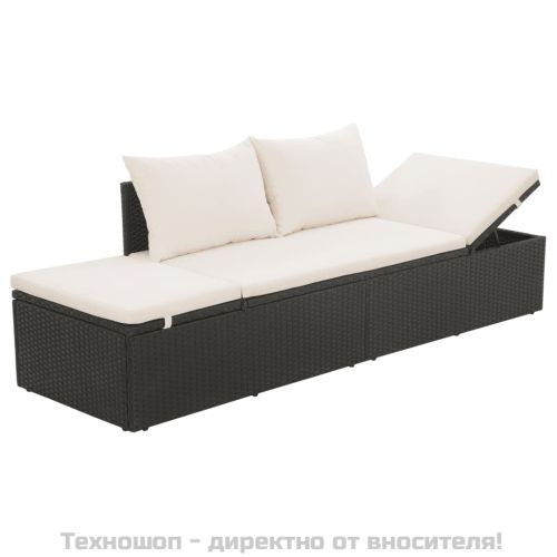 Градинско легло, черно, 195x60 см, полиратан