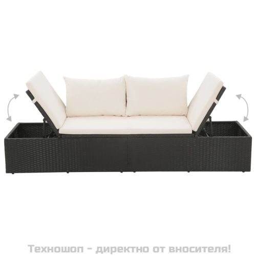 Градинско легло, черно, 195x60 см, полиратан
