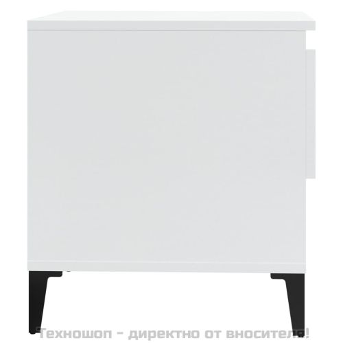 Странична маса, бял гланц, 50x46x50 см, инженерно дърво