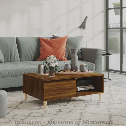 Кафе маса, кафяв дъб, 90x60x35 см, инженерно дърво