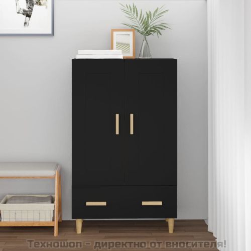 Висок шкаф, черен, 70x31x115 см, инженерно дърво