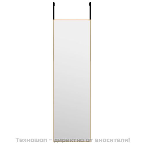 Огледало за врата, златисто, 30x100 см, стъкло и алуминий