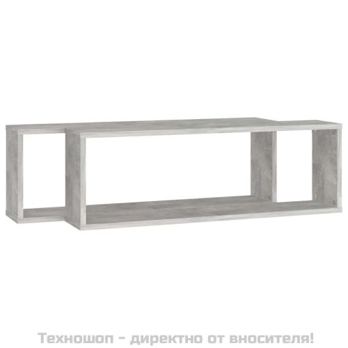 Стенни рафтове 2 бр бетонно сиви 80x15x26,5 см инженерно дърво