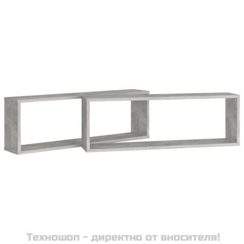 Стенни рафтове 2 бр бетонно сиви 80x15x26,5 см инженерно дърво