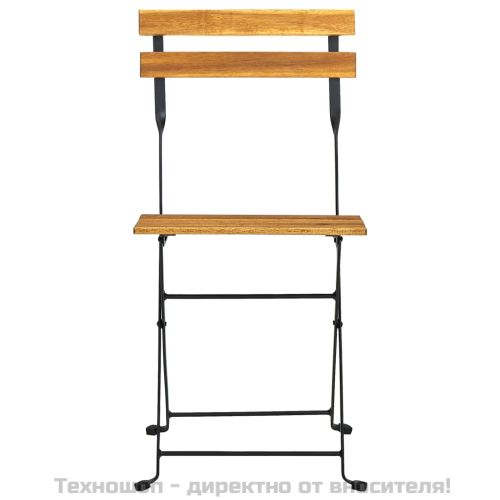 Сгъваеми градински столове, 8 бр, стомана и акация масив