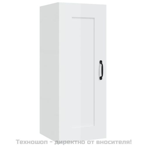 Окачен шкаф,Висок гланц бял, 35x34x90 см, инженерно дърво
