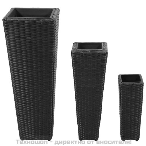 Градински повдигнати лехи, 3 бр, полиратан, черни