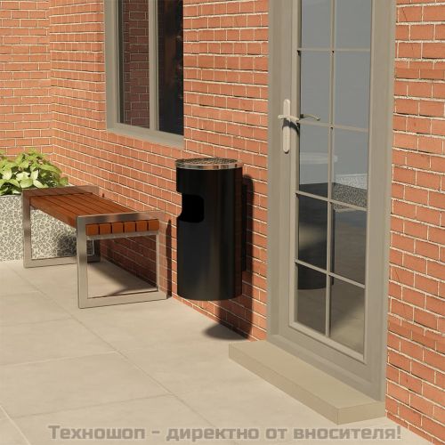Стенен кош пепелник, стомана, 26 л, черен