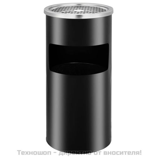 Стенен кош пепелник, стомана, 26 л, черен