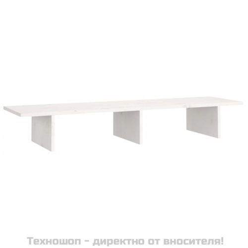 Поставка за монитор, бяла, 100x27x15 см, бор масив