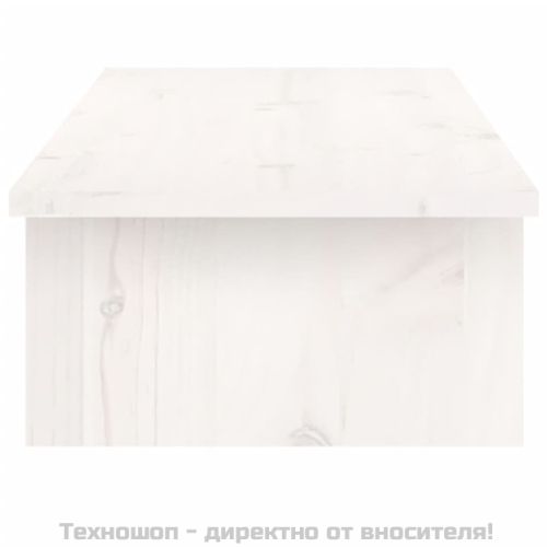 Поставка за монитор, бяла, 100x27x15 см, бор масив