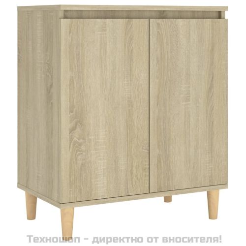 Шкаф с дървени крака масив, дъб сонома, 60x35x70 см