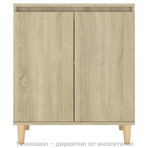 Шкаф с дървени крака масив, дъб сонома, 60x35x70 см
