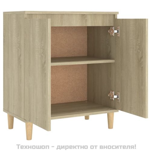 Шкаф с дървени крака масив, дъб сонома, 60x35x70 см