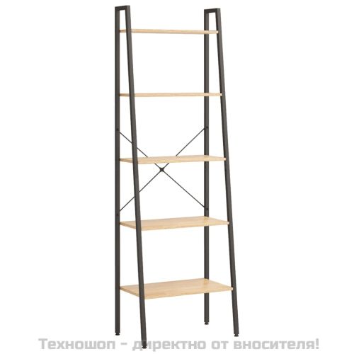 Стояща етажерка с 5 рафта светлокафяво и черно 56x35x174 см