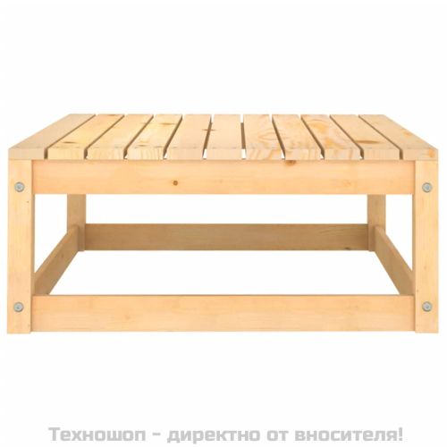 Градинска табуретка с възглавница, борова дървесина масив